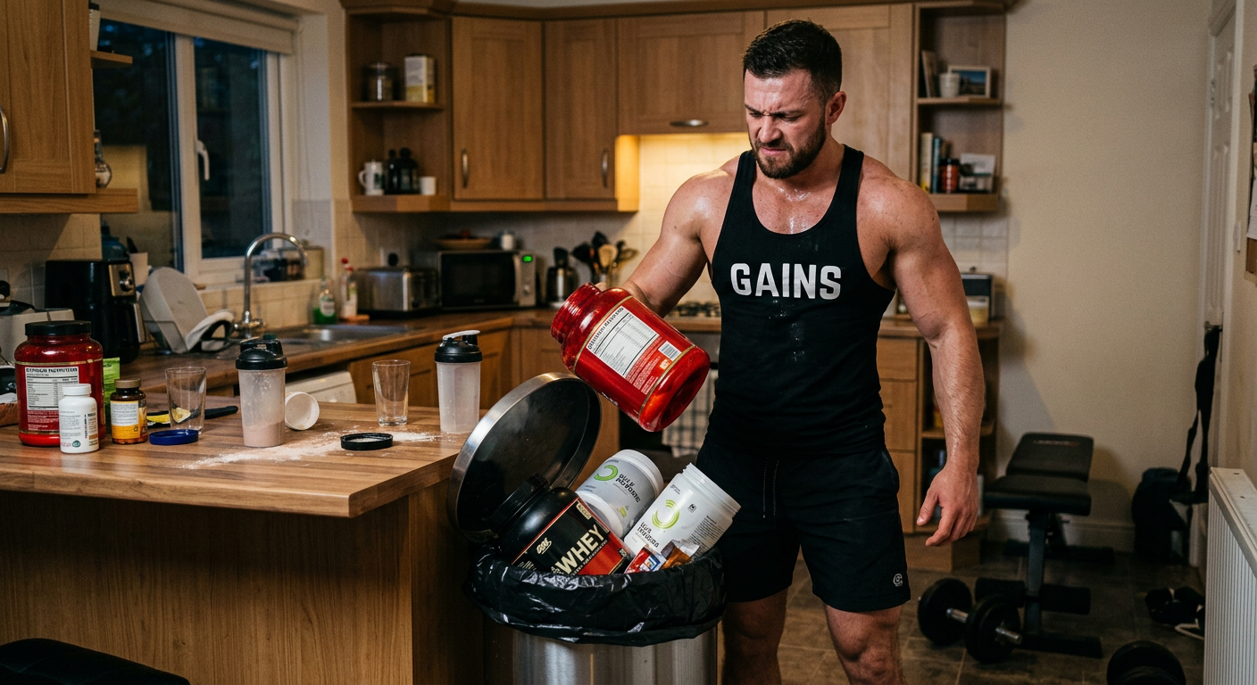 Lifter mixing a protein shake