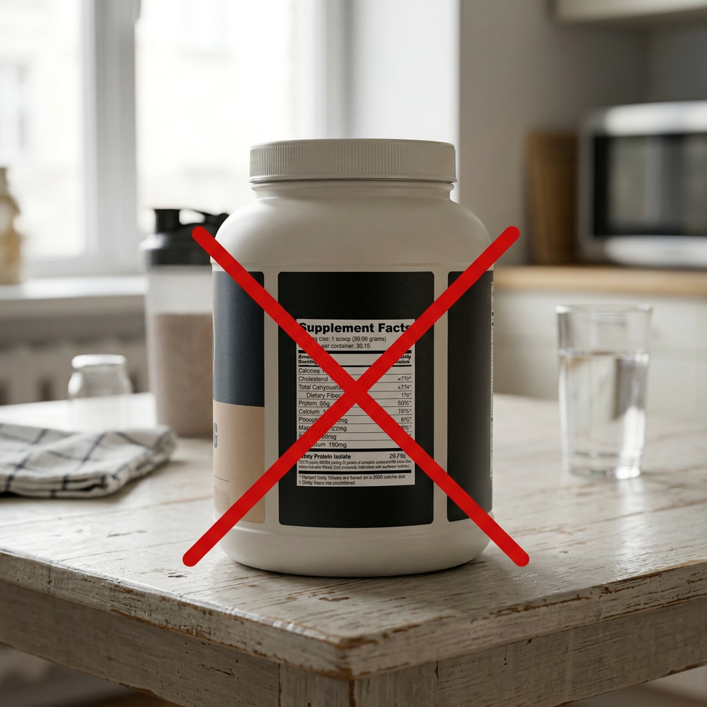 Supplement facts panel marked with a red X